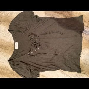 Hunter green full tilt lace up crop top